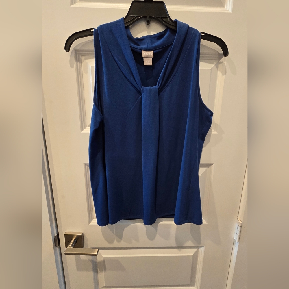 Chico's Deep Blue Sleeveless Blouse Size 2